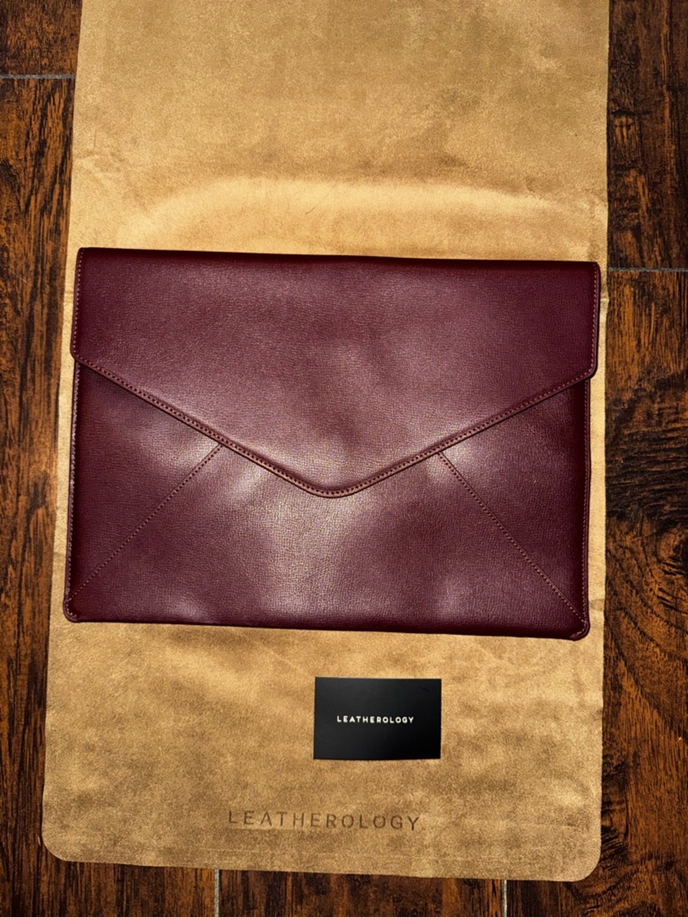 Burgundy Leather Laptop Envelope/portfolio